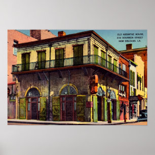 Póster Casa velha do absinto de Nova Orleães Louisiana