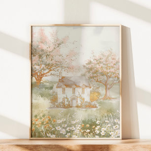 Poster Casa Vintage na Arte Cottagecore do Prado Verde