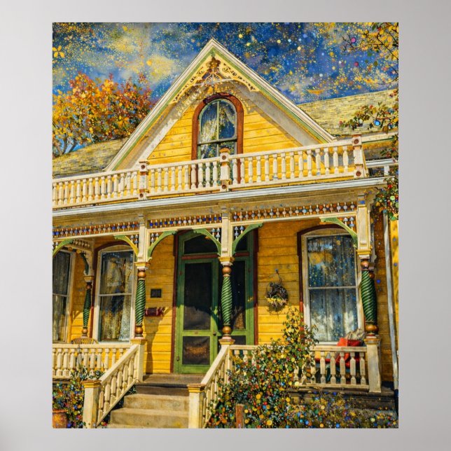 Poster Casa Vitoriana Amarela de Fantasia (Frente)