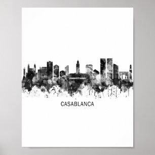 Poster Casablanca Marrocos Skyline BW