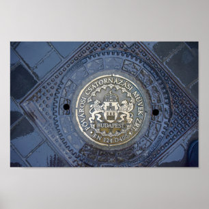Poster Casaco de armas de Budapeste num Cobrir de Manhole