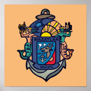 Poster Casaco de Braços de Mazatlán, Sinaloa (MX)