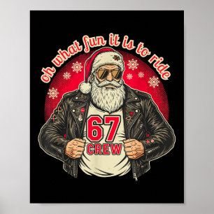 Poster Casaco de couro de Natal engraçado Biker Santa 67 