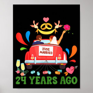 Poster Casado há 24 anos engraçado casal de aniversário d