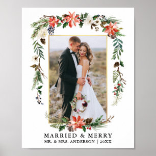 Poster Casados e Alegres Flores de Inverno em Aquarela a 