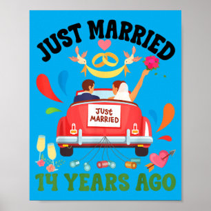 Poster Casados há 14 Anos Engraçado 14º Aniversário Casal