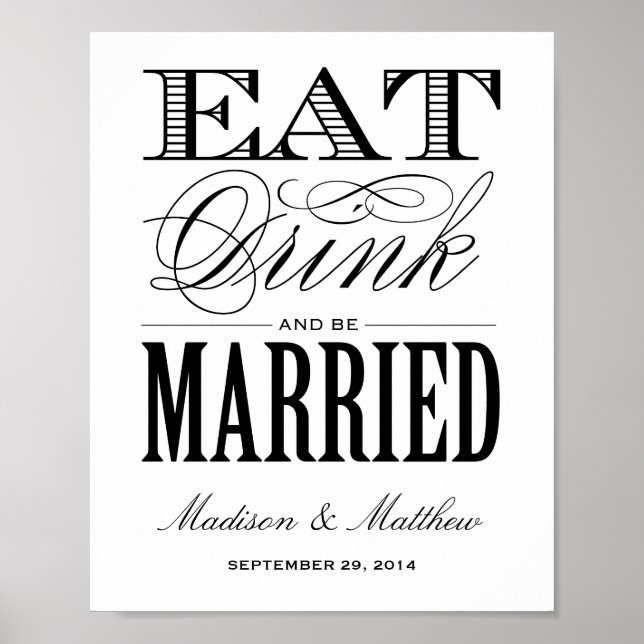 Póster Casados | Placa de Recepção de Casamento (Frente)