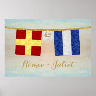 Poster Casais de Aquarela Sinalizadores de Sinal Marítimo