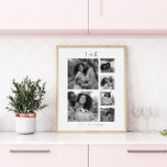 Poster Casais de Monograma de Colagem de Fotos Moderna<br><div class="desc">Um moderno script de colagem de seis fotos, casal, faz uma declaração significativa em qualquer espaço, misturando memórias pessoais com tipografia elegante. Esta peça refletida reúne fotos favoritas e um delicado monograma de roteiro para destacar a conexão entre duas pessoas. Seja exibido em uma casa ou dado como presente, ele...</div>