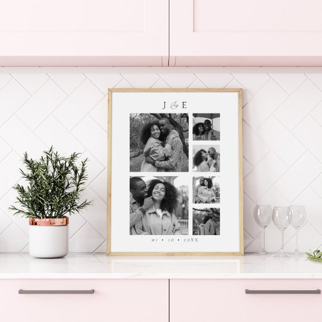 Poster Casais de Monograma de Colagem de Fotos Moderna (Criador carregado)