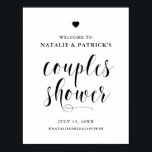 Poster Casais de Script Negros Chá Sinal de Boas-vindas<br><div class="desc">Casal elegante e simples sinal de boas-vindas com chá com caligrafia ousada e sotaque cardíaco. Este design está disponível em outras cores.</div>