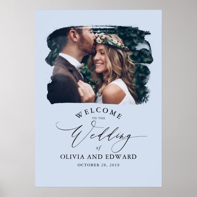 Poster Casais Foto Dusty Blue Wedding Sinal de Boas-vinda (Frente)
