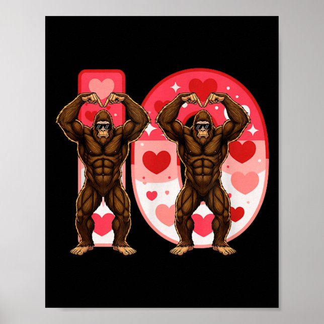 Poster Casais I-o Combinando Bigfoot Engraçado no V Meio- (Frente)