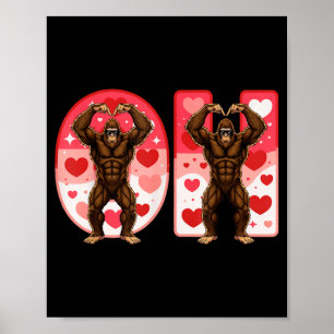 Poster Casais O-h Combinando Bigfoot Engraçado No V Meio-