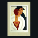 Poster Casal Art Deco<br><div class="desc">Uma mulher de chapéu vermelho, vestido vermelho, roubos de pele branca, e belas joias de ornamentado, se posiciona com seu bonito companheiro de cavalheiro vestido com chapéu de Homburg e casaco excessivo, faz um casal elegante nesta ilustração assinada em Art Deco do 1920. Um presente perfeito e lembranças para o...</div>