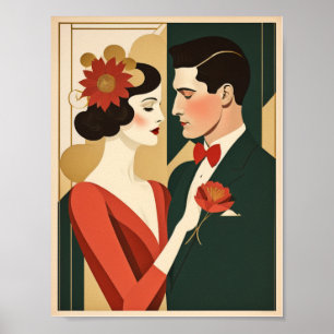 Poster Casal Art Deco