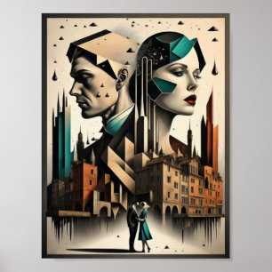 Poster Casal Art Deco