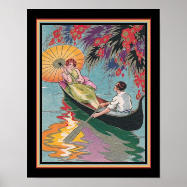 Poster Casal Art Deco em Canoagem (Frente)