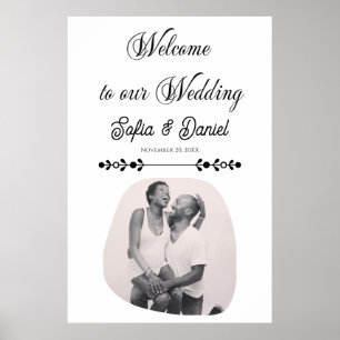 Poster Casal Artístico Chic de Casamento Negro e Branco d