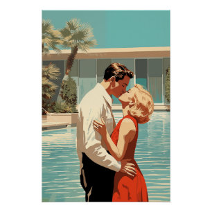 Póster Casal Beijando Pela Piscina