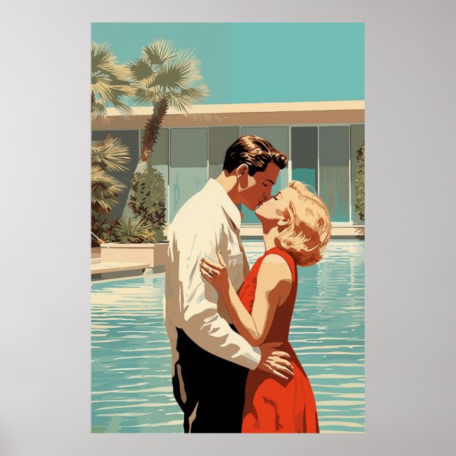 Poster Casal Beijando Pela Piscina (Frente)