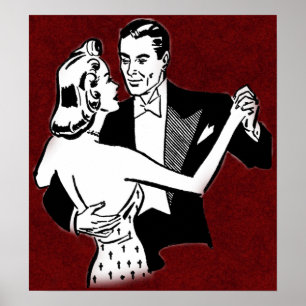 Póster casal da dança do vintage