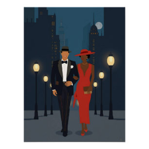 Póster Casal da Década de 1920 Passeando