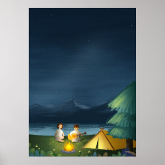 Poster Casal de acampamento Starry Sky