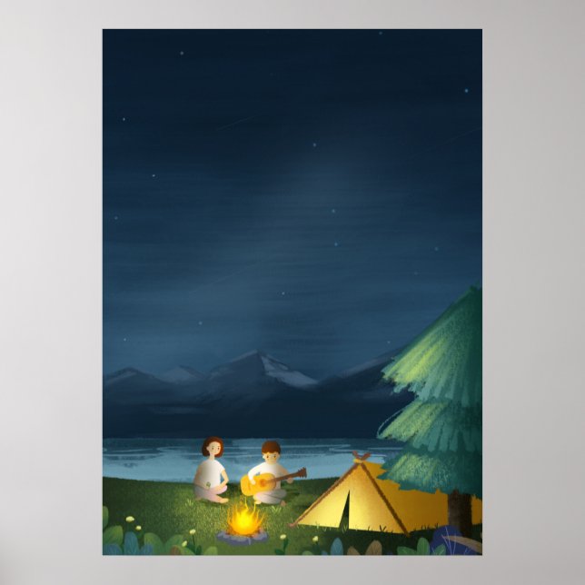 Poster Casal de acampamento Starry Sky (Frente)