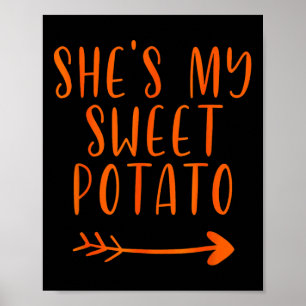 Poster Casal De Ação De Graças Cai Minha Batata Doce