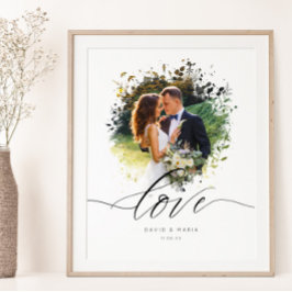 Poster Casal de Amor com Fronteira de Sobreposição de Fot