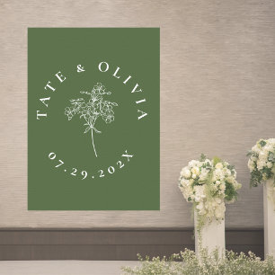 Poster Casal de Casamento Botânico Minimalista Moderno