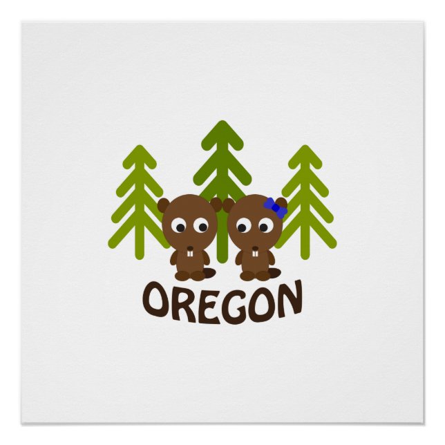 Póster Casal de castor bonito Oregon (Frente)