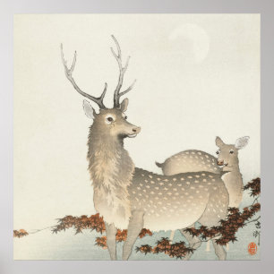 Poster Casal de Deers por Ohara Koson