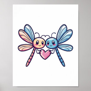 Poster Casal de Dragonfly no Dia de os namorados animal a