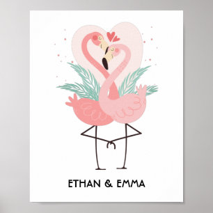 Poster Casal de Flamingos Fofos Dia dos Namorados Persona