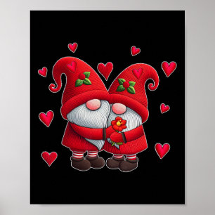 Poster Casal de Gnomos Dia dos Namorados Coração Fantasia