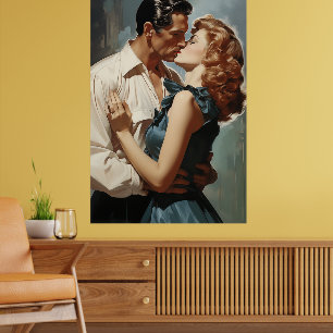Poster Casal de Kissing Vintage