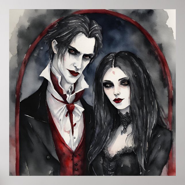 Poster Casal de Vampiro Gótico (Frente)
