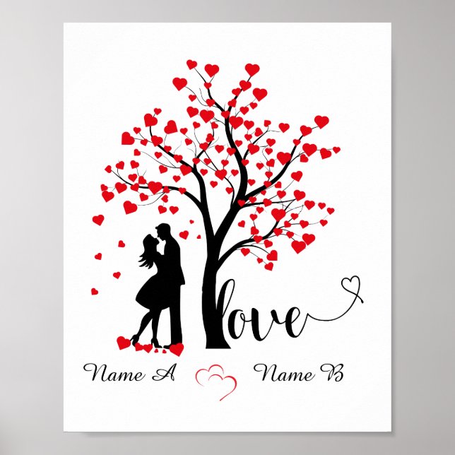 Poster Casal debaixo de uma árvore cardíaca (Frente)
