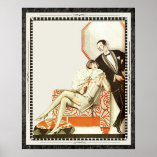 Póster Casal decadente da vanguarda do art deco do 1920
