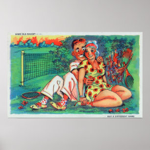Poster Casal dos desenhos animados com engrenagem do