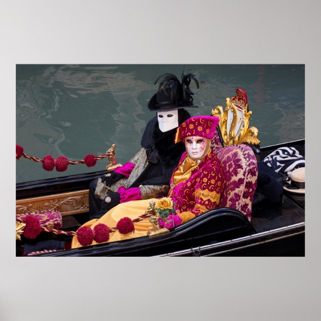 Póster Casal Em Gondola No Carnaval, Veneza (Frente)