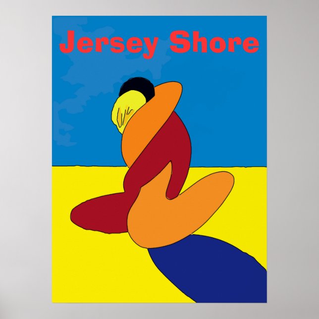 Póster Casal em Jersey Shore Beach Abstrato (Frente)