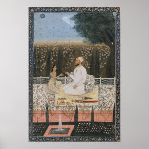 Póster Casal em um terraço em um jardim