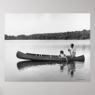 Póster Casal em uma canoa