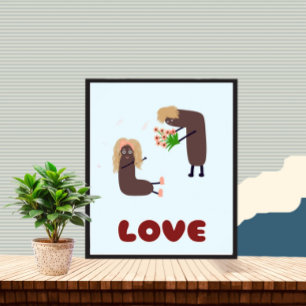 Poster Casal engraçado com flores