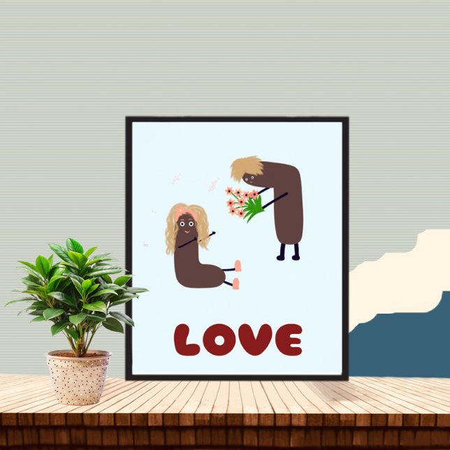 Poster Casal engraçado com flores (Criador carregado)