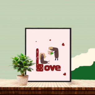 Poster Casal engraçado com flores