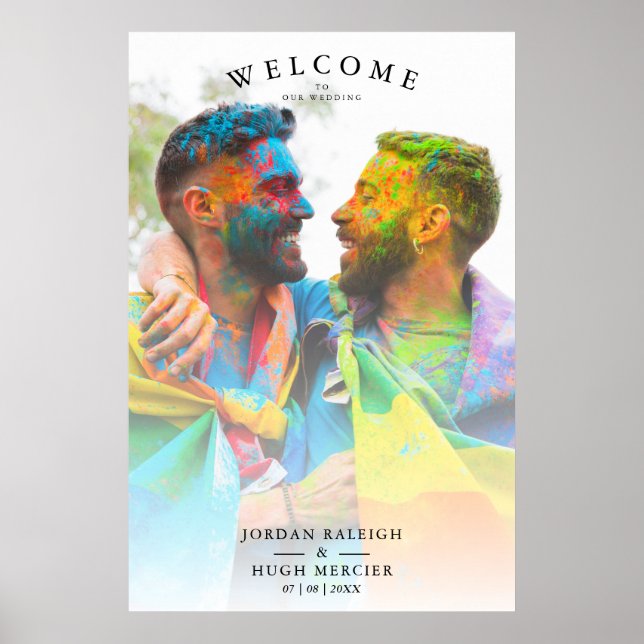 Poster Casal Envolvido para Casamento LGBT Simples Colore (Frente)